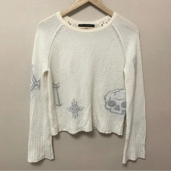 Skull Cashmere Lincoln Sweater Chalk & Heather Grey Size XS - Picture 3 of 15